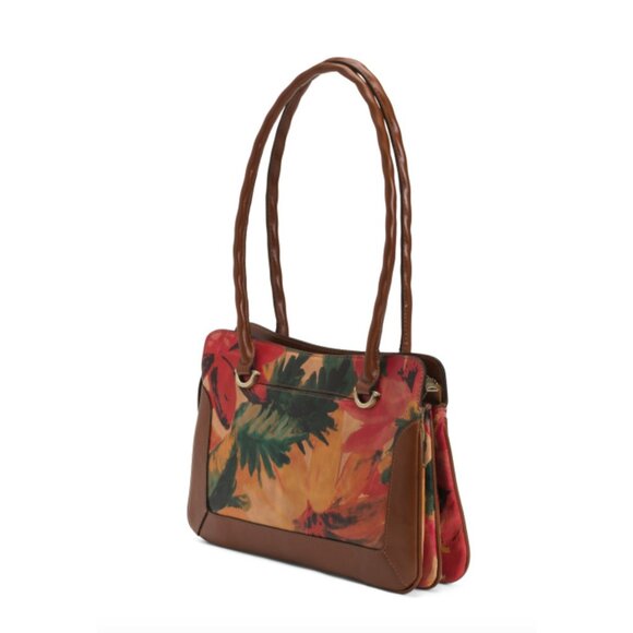 Patricia Nash Malvizza Leather Satchel Spring Floral w 15 Year Anniversary Charm - Picture 4 of 14